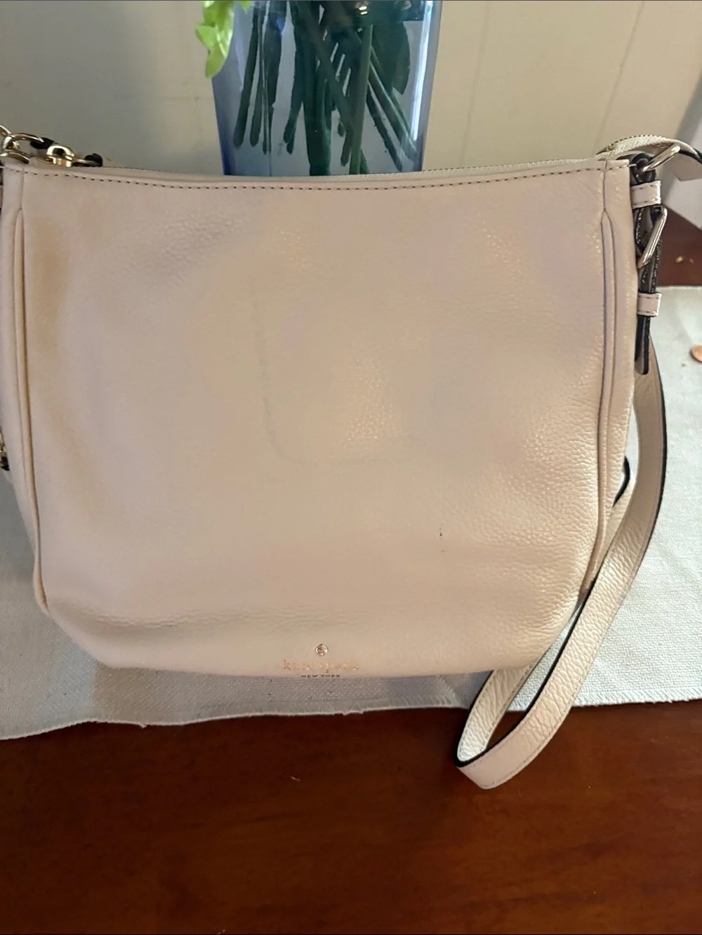 kate spade ivory blush Leather Crossbody with Gold Hardware